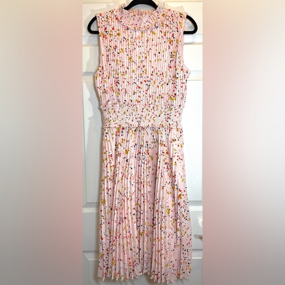 NANETTE LEPORE Women’s Sleeveless Pleated Dress with Smocked Neckline Size 14 - Picture 3 of 11